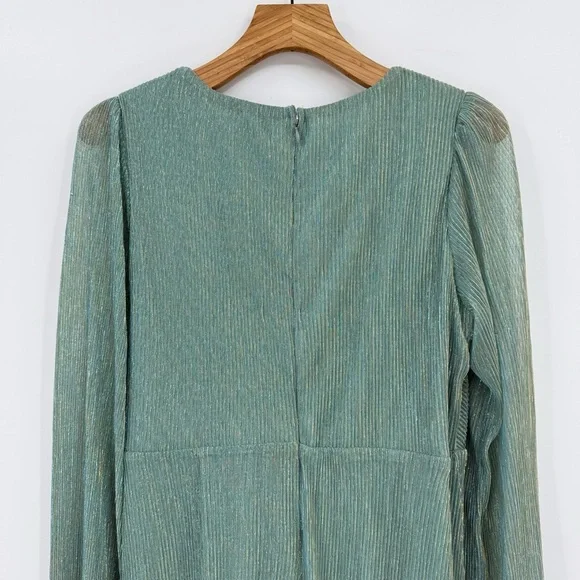 Baltic Born Devlyn Pleated Dress in Blue Sage Shimmer Size L - Picture 16 of 16